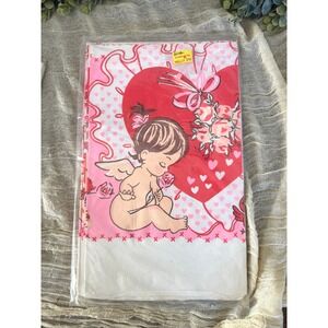 Vintage CA Reed valentines cupid‎ babies 52x96" paper table cover party supplies